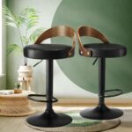Oikiture Bar Stools Gas Lift Swivel Padded Seat x2 - Image 5