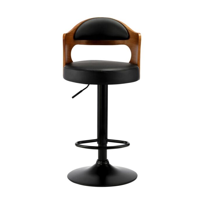 Oikiture Bar Stools Swivel Gas Lift Metal Leather x2 - Image 6