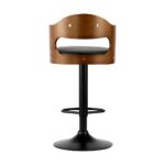 Oikiture Bar Stools Swivel Gas Lift Metal Leather x2 - Image 4