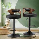 Oikiture 2x Bar Stools with Gas Lift Swivel Black - Image 5