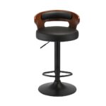 Oikiture 2x Bar Stools with Gas Lift Swivel Black - Image 3