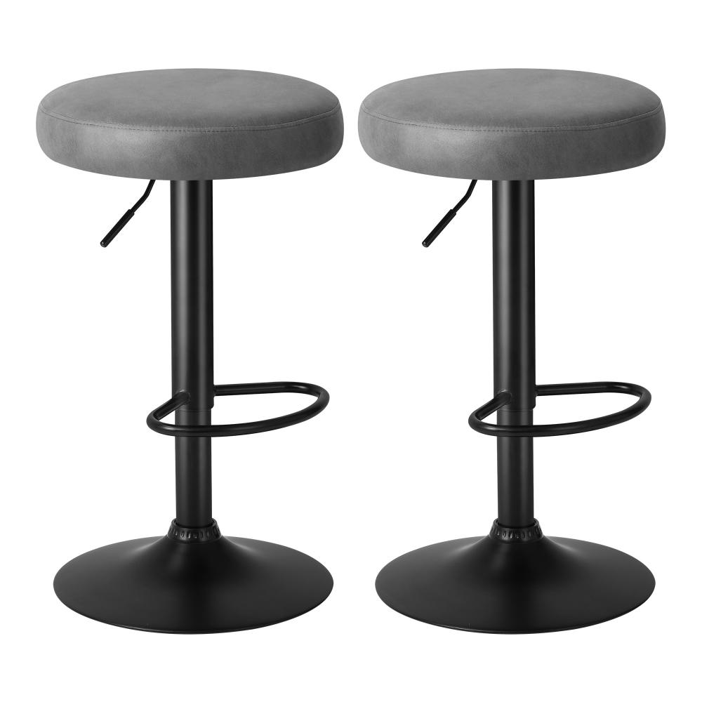 BS-AIC-KEE-GY-2PC-01 Oikiture Bar Stools Gas Lift PU leather Seat x2 - Image 1