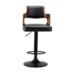 Oikiture Wooden Bar Stools Kitchen Gas Lift Barstool Swivel Chairs Leather x2 - Image 5