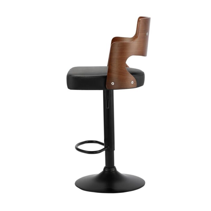 Oikiture Wooden Bar Stools Kitchen Gas Lift Barstool Swivel Chairs Leather x2 - Image 6