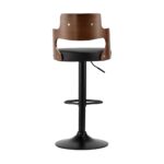 Oikiture Wooden Bar Stools Kitchen Gas Lift Barstool Swivel Chairs Leather x2 - Image 3