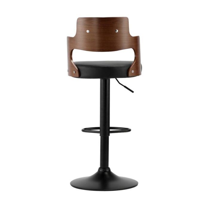 Oikiture Wooden Bar Stools Kitchen Gas Lift Barstool Swivel Chairs Leather x2 - Image 3