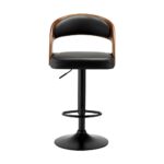 Oikiture 2x Kitchen Bar Stools Gas Lift Wooden Stool Metal Chairs Swivel Black - Image 2