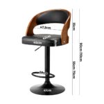 Oikiture 2x Kitchen Bar Stools Gas Lift Wooden Stool Metal Chairs Swivel Black - Image 6