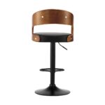 Oikiture 2x Kitchen Bar Stools Gas Lift Wooden Stool Metal Chairs Swivel Black - Image 4