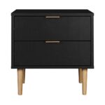 Oikiture Bedside Tables Side Table 2 Drawers Bedroom Furniture Storage Black