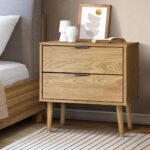 Oikiture Bedside Tables Side Table 2 Drawers Bedroom Furniture Storage Cabinet - Image 3