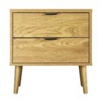 Oikiture Bedside Tables Side Table 2 Drawers Bedroom Furniture Storage Cabinet