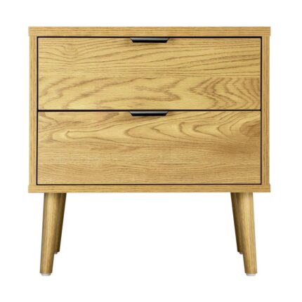 Oikiture Bedside Tables Side Table 2 Drawers Bedroom Furniture Storage Cabinet