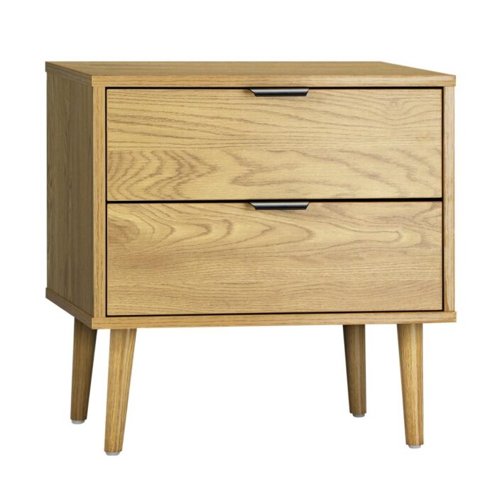 Oikiture Bedside Tables Side Table 2 Drawers Bedroom Furniture Storage Cabinet - Image 5