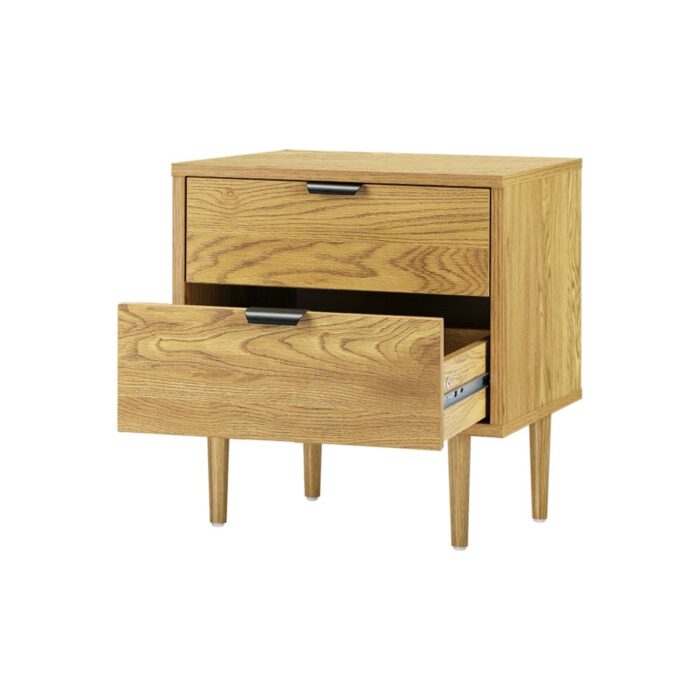 Oikiture Bedside Tables Side Table 2 Drawers Bedroom Furniture Storage Cabinet - Image 2