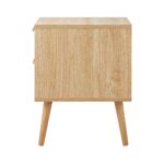 Oikiture Bedside Table 2 Drawers Rattan Bedroom Storage Cabinet Furniture Wood - Image 3