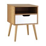 Oikiture Bedside Table Handle-Free Open Shelf Wooden&White - Image 3