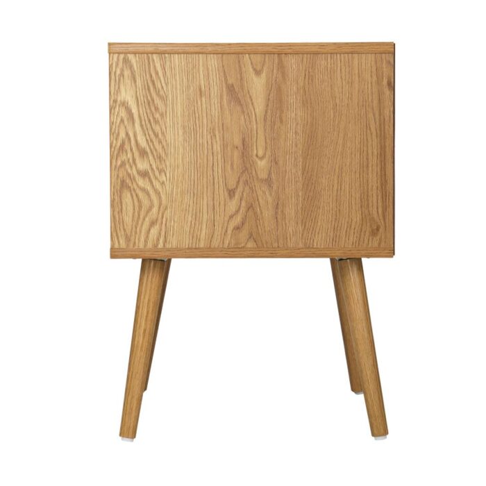 Oikiture Bedside Table Handle-Free Open Shelf Wooden&White - Image 2