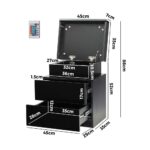 Oikiture Bedside Table RGB LED 2 Drawers Black - Image 2