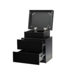 Oikiture Bedside Table RGB LED 2 Drawers Black - Image 3