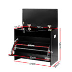 Artiss Shoe Cabinet Bench Shoes Storage Rack Organiser Shelf Black 15 Pairs - Image 2