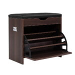 Artiss Luxury Shoe Cabinet Bench Stylish Organizer for 15 Pairs (Walnut)