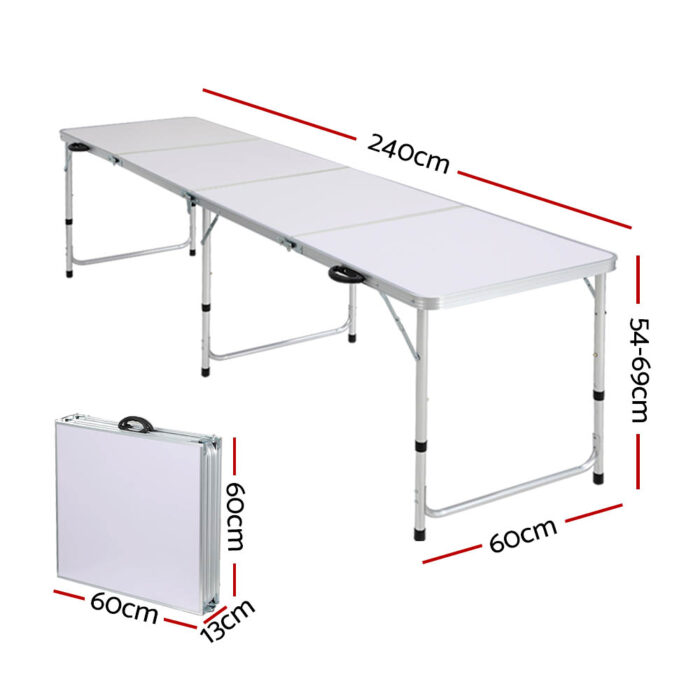 Weisshorn Folding Camping Table 240CM Portable Outdoor Picnic BBQ Aluminium Desk - Image 2