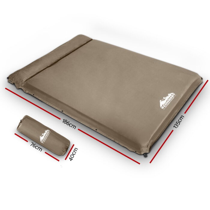 Weisshorn Self Inflating Mattress 10CM Camping Sleeping Mat Air Double Coffee - Image 2