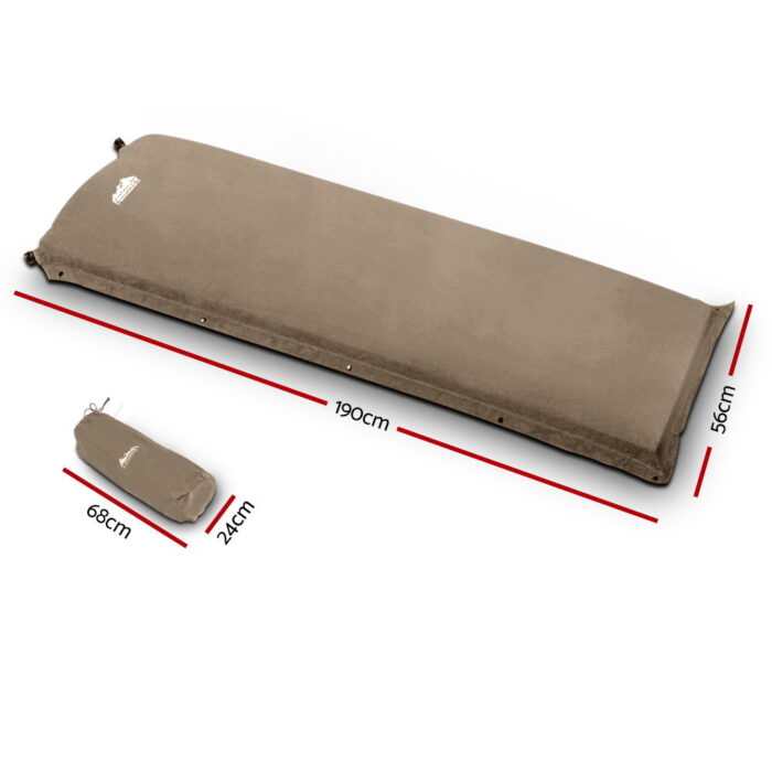 Weisshorn Self Inflating Mattress Camping Sleeping Mat Air Bed Single Coffee - Image 2