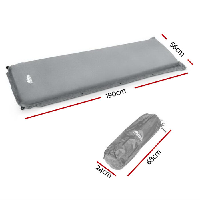 Weisshorn Self Inflating Mattress Camping Sleeping Mat Air Bed Single Grey - Image 2