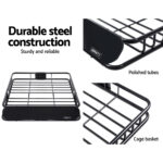 Giantz Universal Roof Rack Basket Car Luggage Carrier Steel Vehicle Cargo 112cm - Image 3