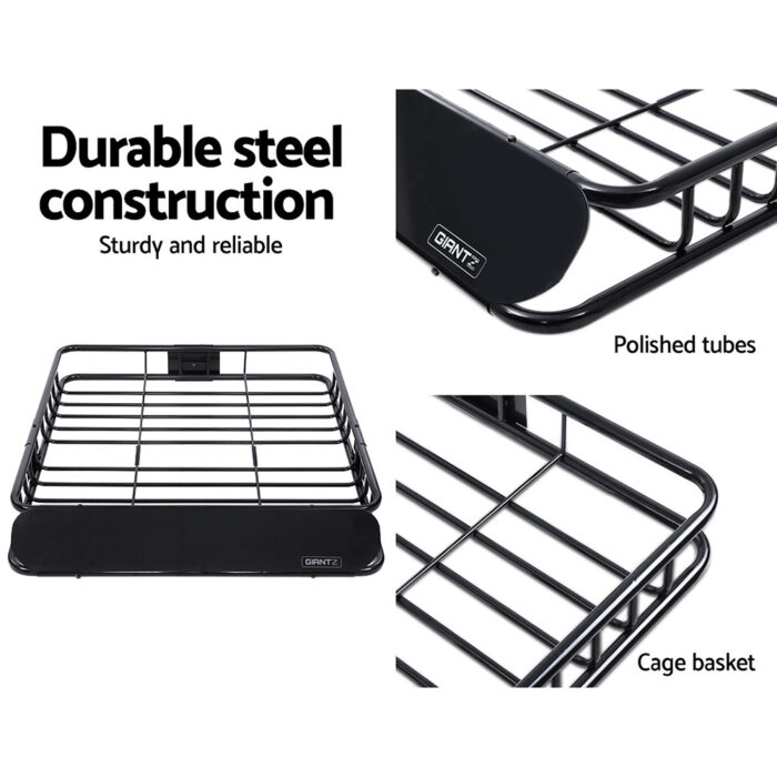 Giantz Universal Roof Rack Basket Car Luggage Carrier Steel Vehicle Cargo 112cm - Image 3