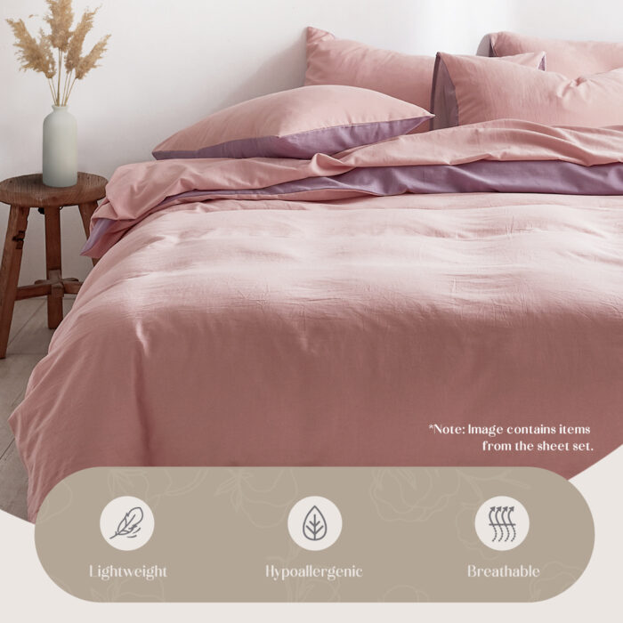 Cosy Club Washed Cotton Quilt Set Pink Purple Single - Image 4