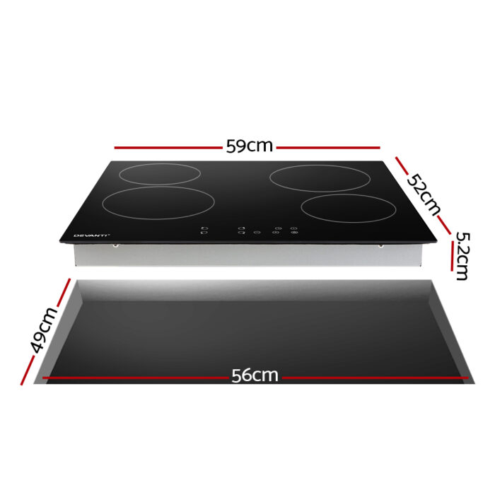 Devanti Electric Ceramic Cooktop 60cm Touch Control - Image 2