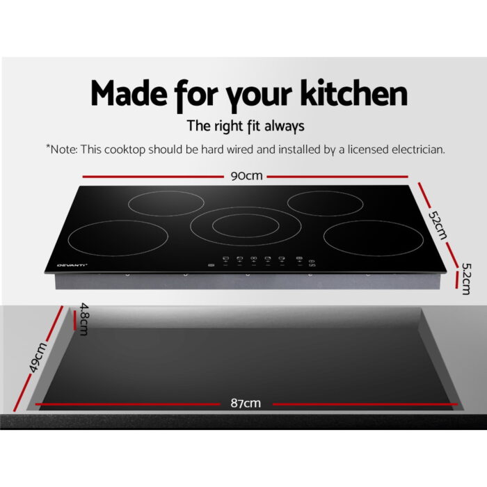 Devanti Electric Ceramic Cooktop 90cm - Image 2