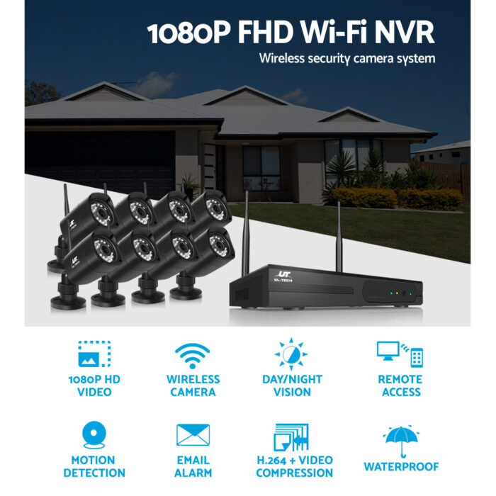 UL-tech CCTV Wireless Security Camera System 8CH Home Outdoor WIFI 8 Square Cameras Kit 1TB - Image 4
