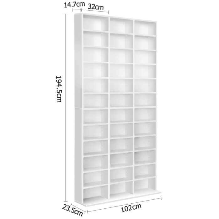 Artiss Bookshelf CD Storage Rack - BERT White - Image 2