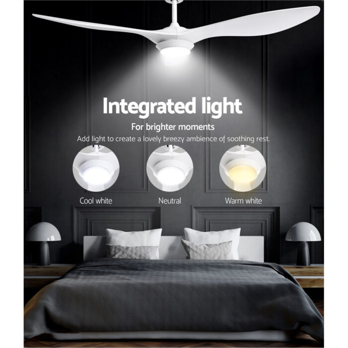 Devanti 52'' Ceiling Fan DC Motor w/Light w/Remote - White - Image 4