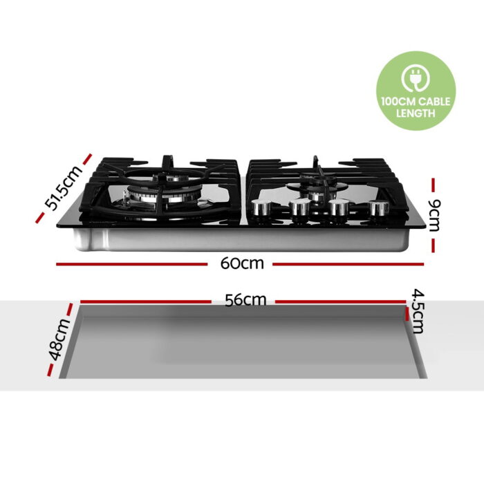 Comfee 60cm Gas Cooktop Stove 4 Burner Cooker - Image 2