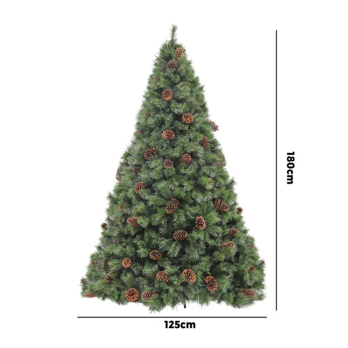 Christmas Tree Xmas Decorations Pine Cones 1.8M 6FT Home Decor Green  1100 tips - Image 5