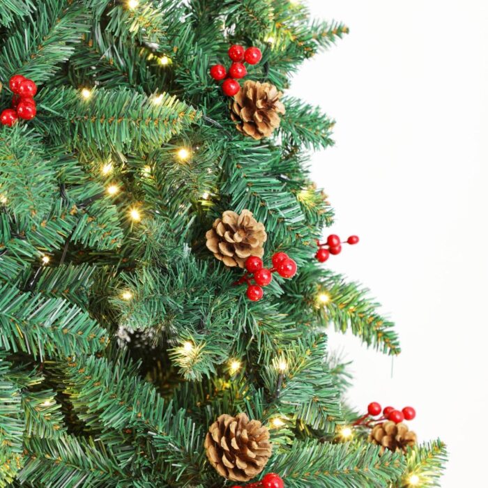 Mazam Christmas Tree 1.8M 6FT Xmas Decorations Green w/ LED Light and Pine Cones - Image 2