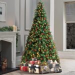 Mazam Christmas Tree 2.4M 8FT Xmas Decorations Green w/ LED Light and Pine Cones - Image 4