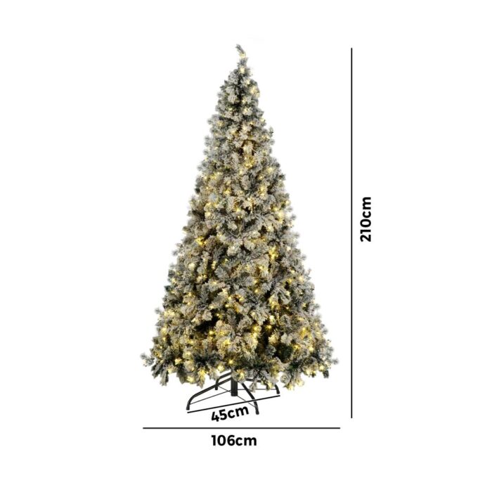 Mazam Christmas Tree 2.1M 7FT Snow Flocked Green with LED - Image 3