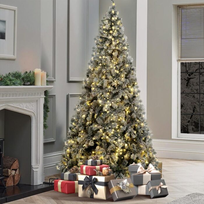 Mazam Christmas Tree 2.4M 8FT Snow Flocked Green with LED - Image 6