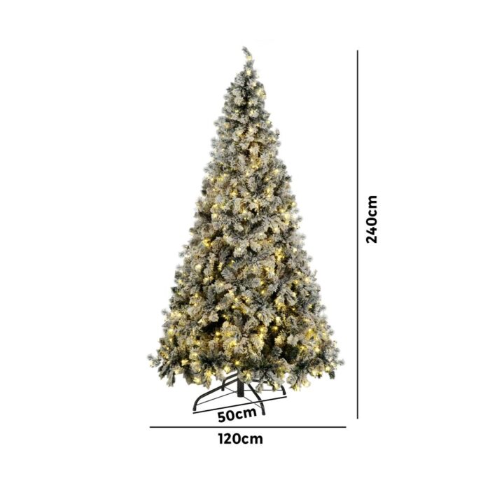 Mazam Christmas Tree 2.4M 8FT Snow Flocked Green with LED - Image 3