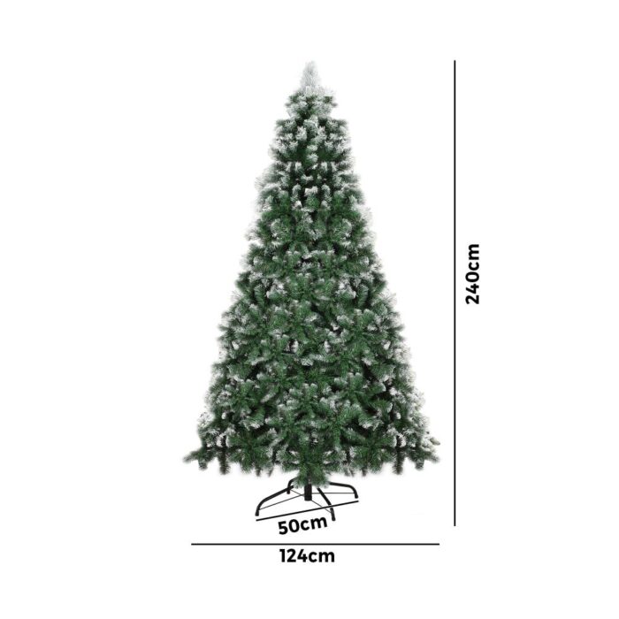 Mazam Christmas Tree 2.4M 8FT Snowy Xmas Decorations Home Decor Green 1400 tips - Image 2