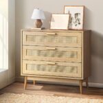 Oikiture 3 Chest of Drawers Clothes Storage Rattan - Image 2