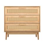 Oikiture 3 Chest of Drawers Clothes Storage Rattan