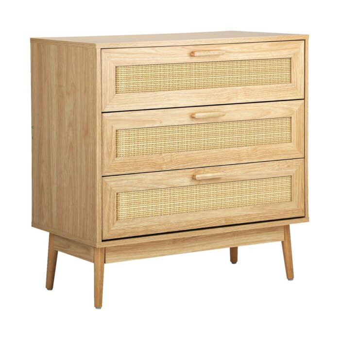 Oikiture 3 Chest of Drawers Clothes Storage Rattan - Image 5