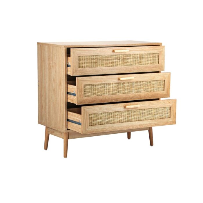 Oikiture 3 Chest of Drawers Clothes Storage Rattan - Image 4